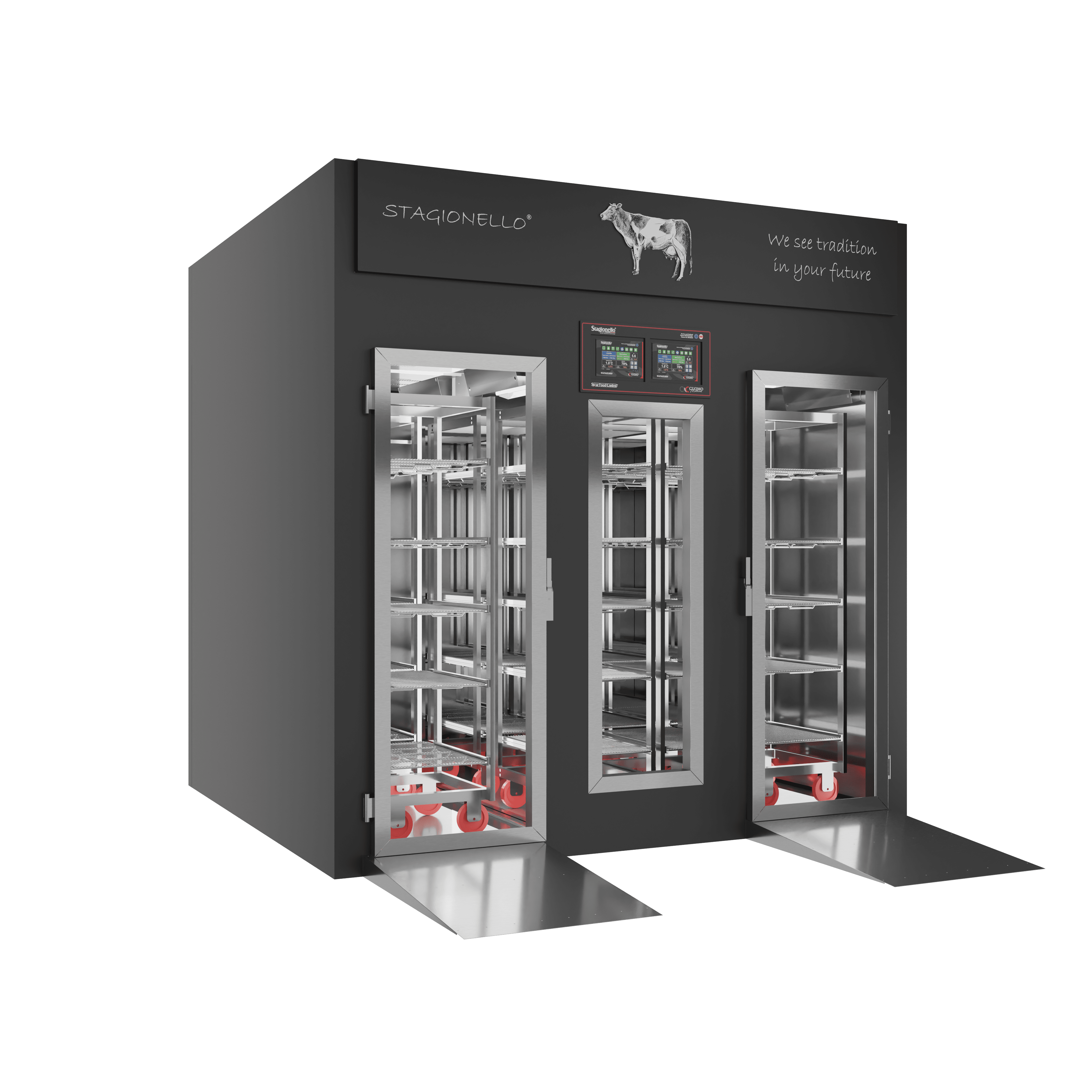 Stagionello® Meat Curing Device Walk-in 300+900 kg Porta a vetro